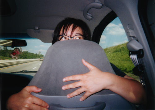 Chiyoko in the van